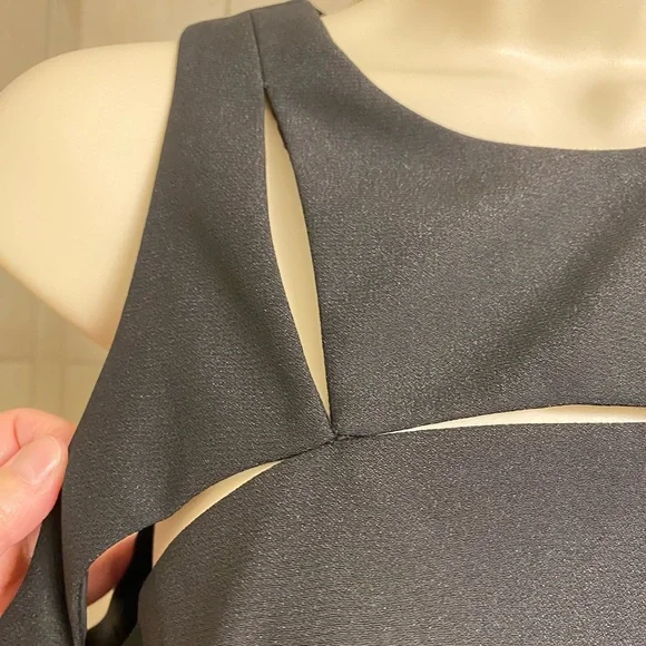 Vintage Adrianna Papell Evening black cocktail dress with bodice slits, size 10 - Picture 7 of 11